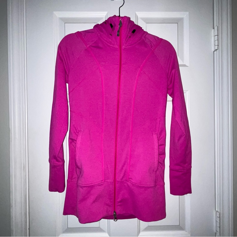 Athleta Rishi Hooded Long Jacket Tunic, Pink, XS